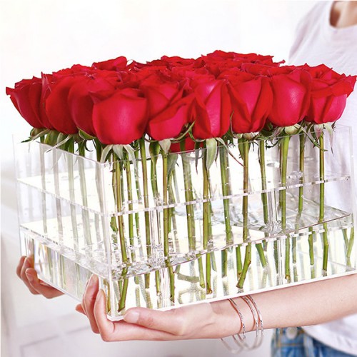 Wholesale Transparent Acrylic Display Gift Box, Clear Preserved Acrylic Flower Box with Lid