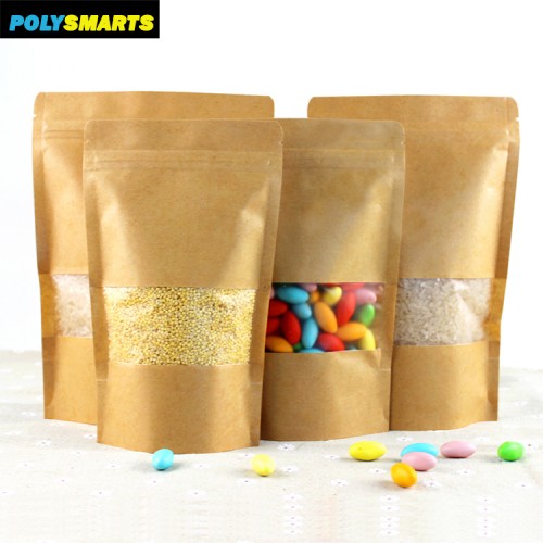 Custom Zipper kraft paper Zipper Bags, Resealable snack Foil Laminated kraft Paper Bag