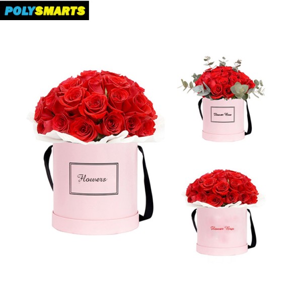 Wholesale factory rose packaging, recyclable luxury custom black cylinder round hat shape paper gift packaging flower box