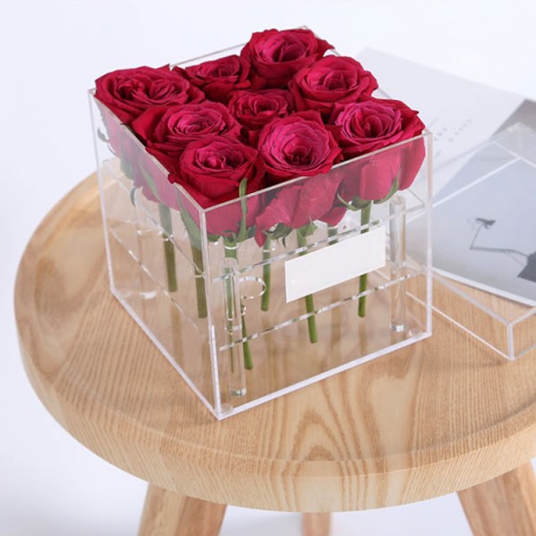 Wholesale Transparent Acrylic Display Gift Box, Clear Preserved Acrylic Flower Box with Lid