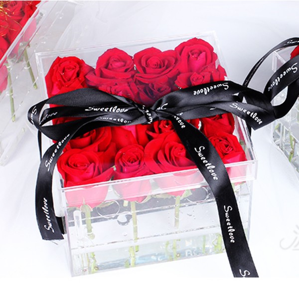 Wholesale Transparent Acrylic Display Gift Box, Clear Preserved Acrylic Flower Box with Lid