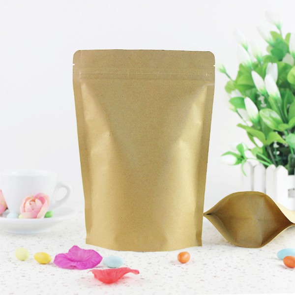 Custom Zipper kraft paper Zipper Bags, Resealable snack Foil Laminated kraft Paper Bag