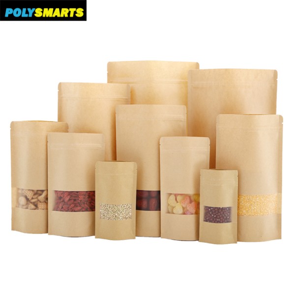 Custom Zipper kraft paper Zipper Bags, Resealable snack Foil Laminated kraft Paper Bag