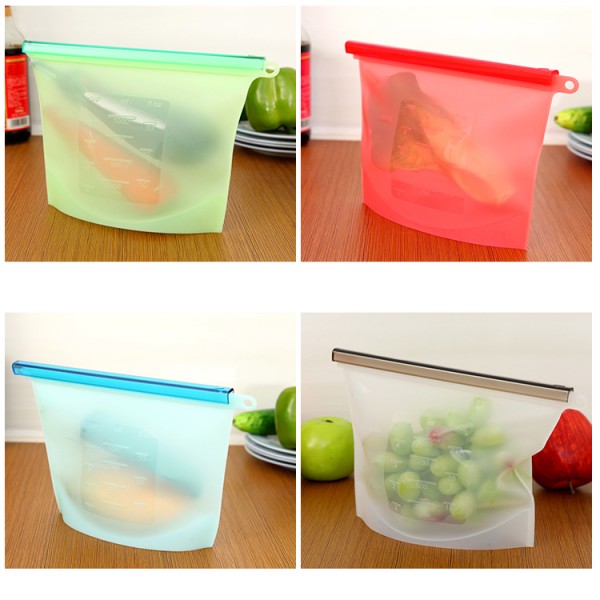 Recyclable Sealed Reusable Silicone Food Bag, Meat Used Washable Reusable Silicone Food Reusable Preservation bag