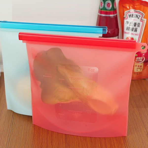 Reusable Silicone Food Reusable Preservation bag, FDA Passed Washable Reusable Snack Bags