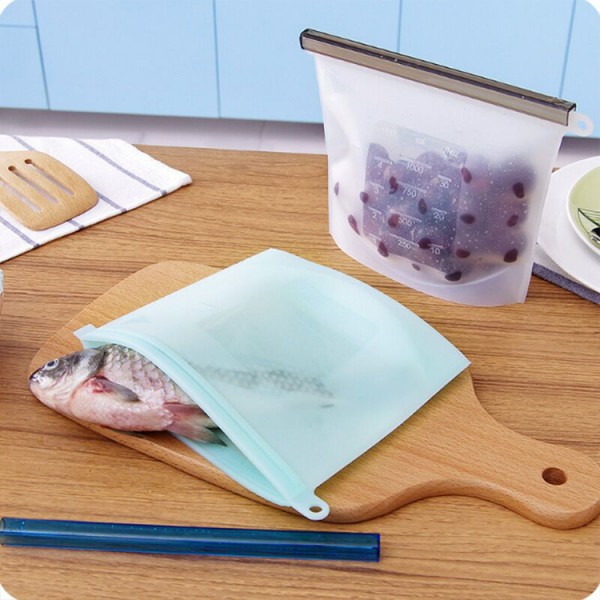 Reusable Silicone Food Reusable Preservation bag, FDA Passed Washable Reusable Snack Bags