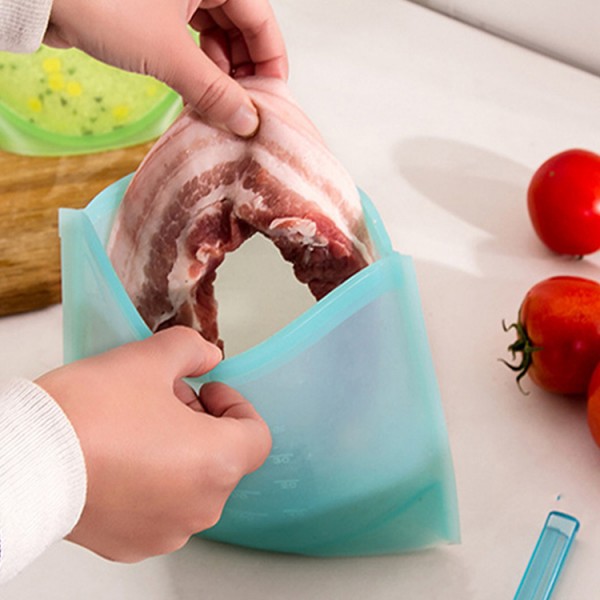 Reusable Snack Bags Preservation Bag, Anti Bacteria Stand up Reusable Silicone Food Storage Bag