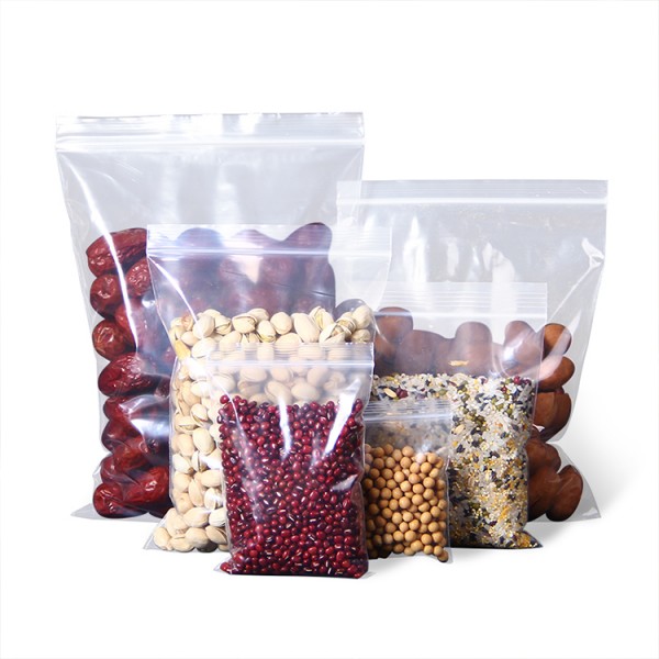 High Quality Transparent Pe Ziplock Food Storage Bags, Recloseable Without Printing Packaging Ziplock Food Bags